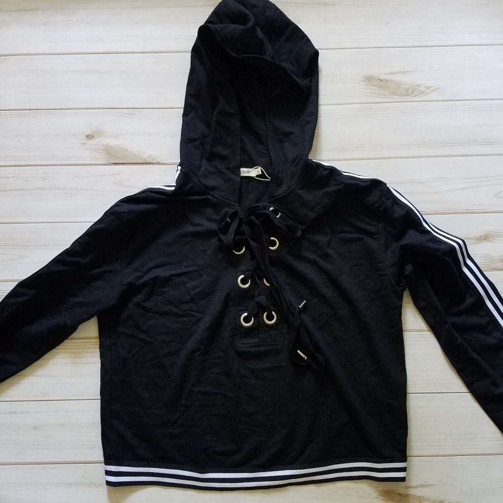Lace up Black Hoddie jacket